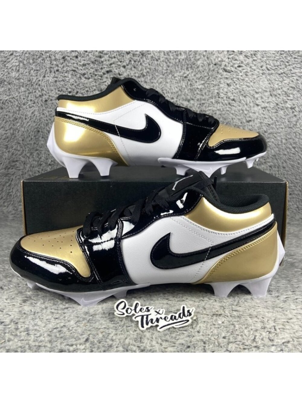 Air Jordan 1 Low TD Football Patent Gold Toe Size 10 Men FJ6245-701